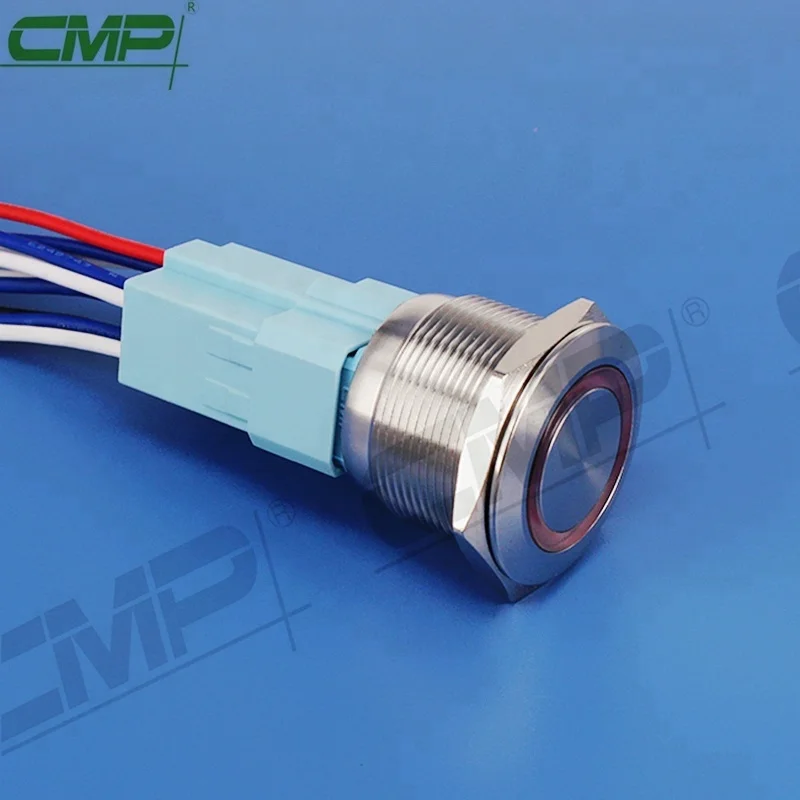 CMP 22mm illuminated push button switch with cable,switch with connector