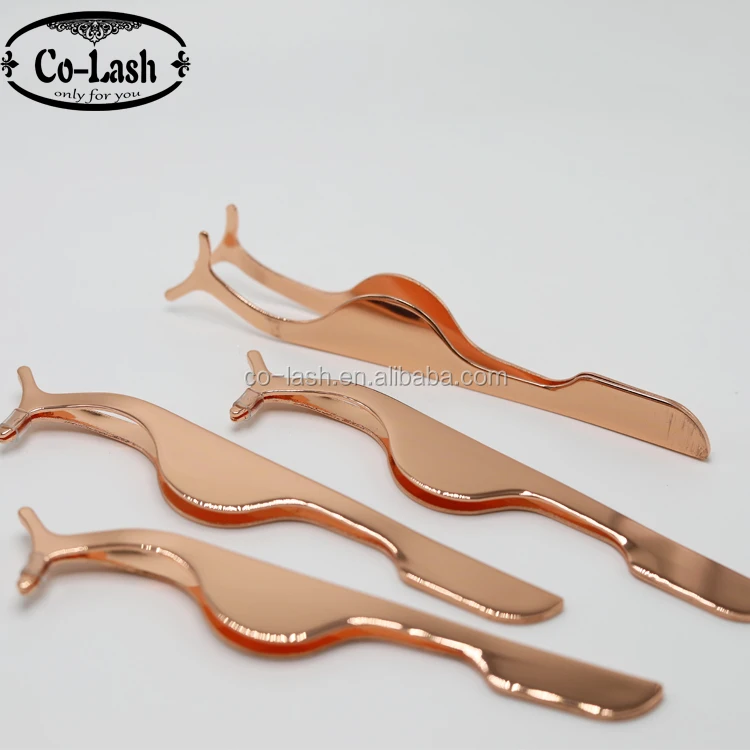 
Perfect Accurate Stainless Steel eyelash applicator private label eyelash tweezers 