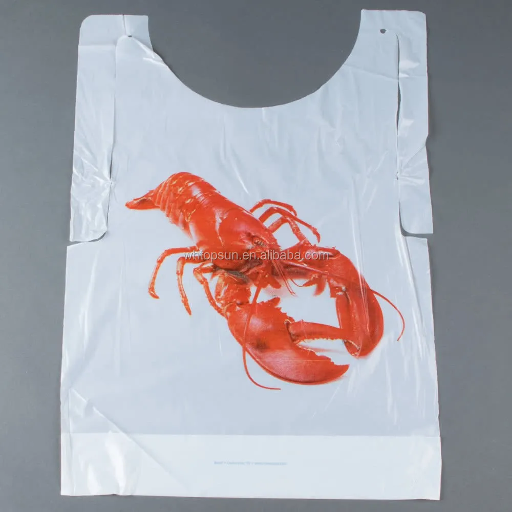 Disposable Restaurant Plastic Crawfish Adult Bibs For Food Service