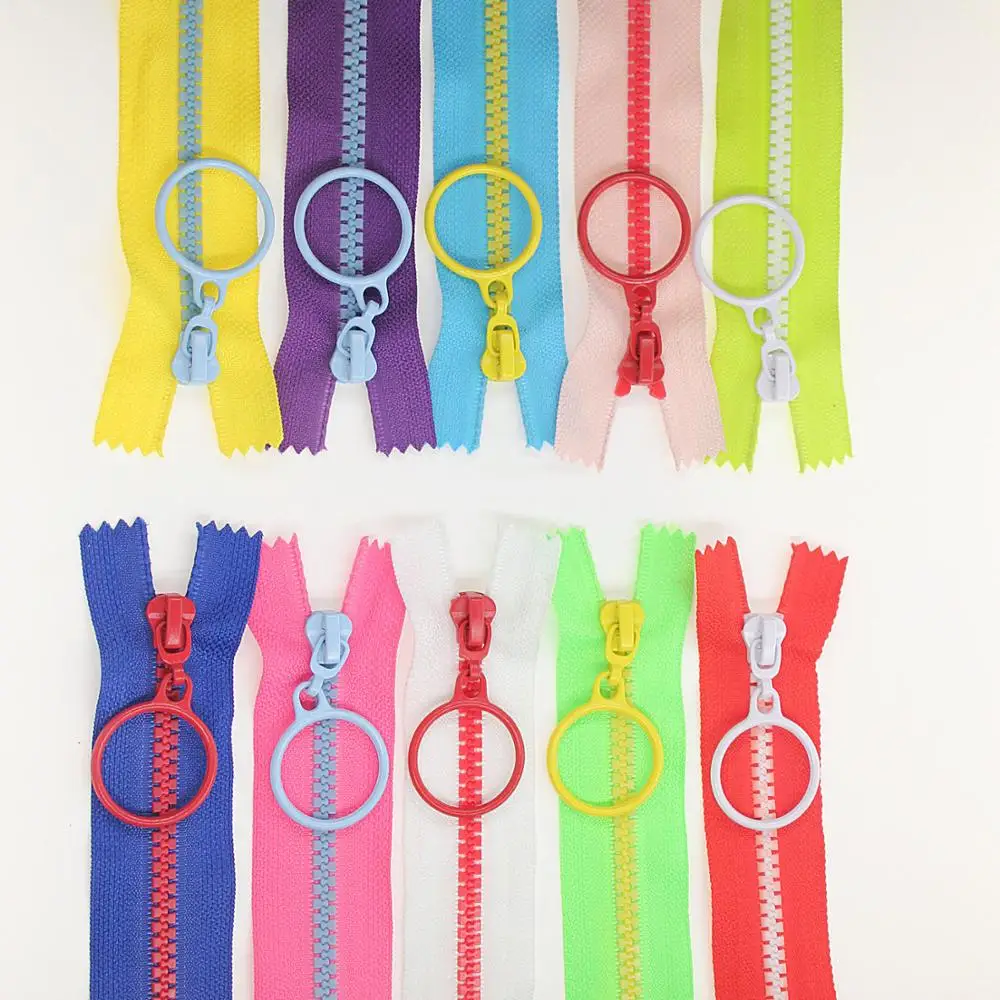 No 5 10 colors diy zipper open end plastic zipper fashion ring pull plastic zippers