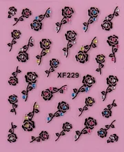 black 3D rose design Water Transfer Nails Art Sticker decals lady women manicure tools Nail Wraps