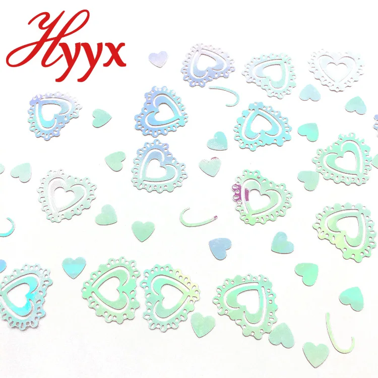 
HYYX 2018 fashion heart shape 30mm flat bulk loose decorative designs sequins 
