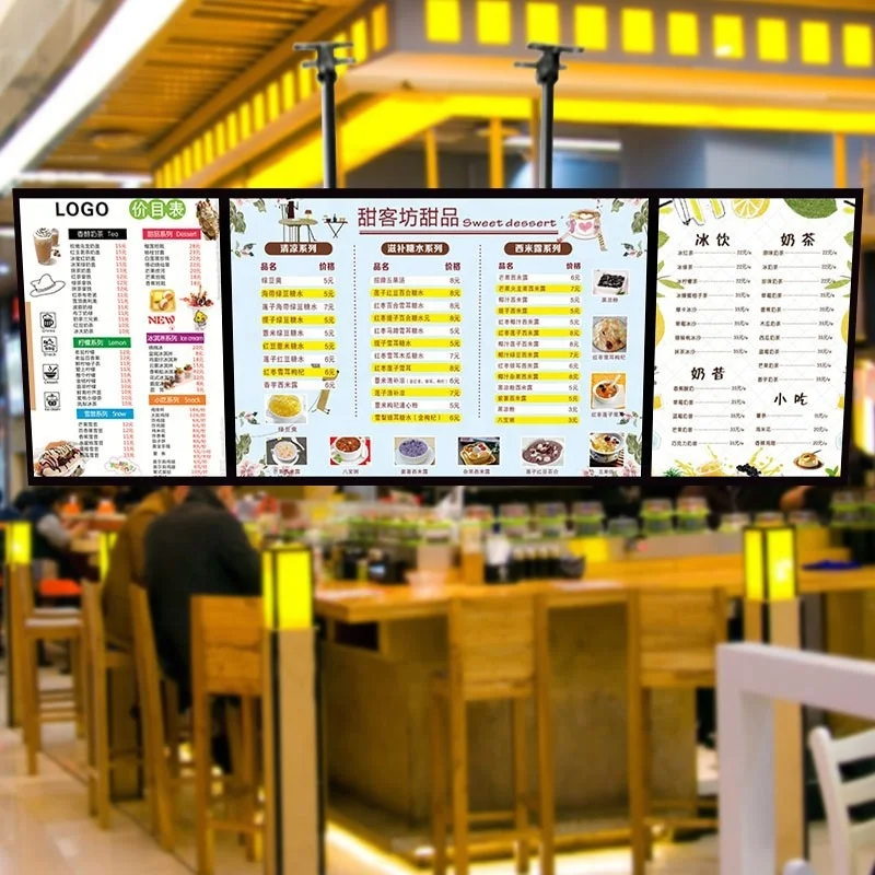 ultra-thin Custom menu-board-fast-food A3 menu display hanging LED magnetic light box menu billboards