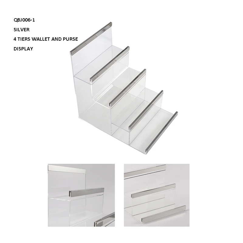 4 tier acrylic wallet display stand rack for women and men wallet