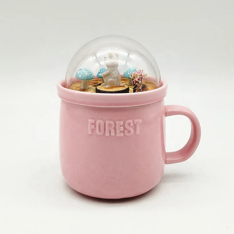 Pink cartoon 3D animal rabbit resin forest sublimation ceramic mug