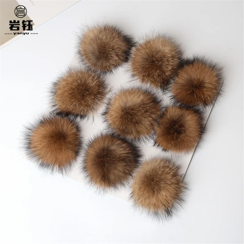 
Hot sale wholesale 8cm/9cm/10cm/11cm/12cm real racoon fur pom pom with handmade 