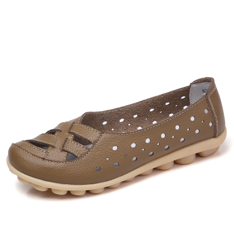 
hollow out 2016 new summer fashion shoes woman wholesale genuine leather breathable ladies flat shoes 