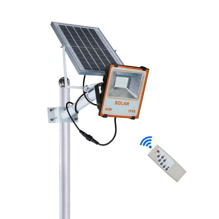 Outdoor ip66 waterproof 50watt 100watt 150watt remote control led solar flood lighting