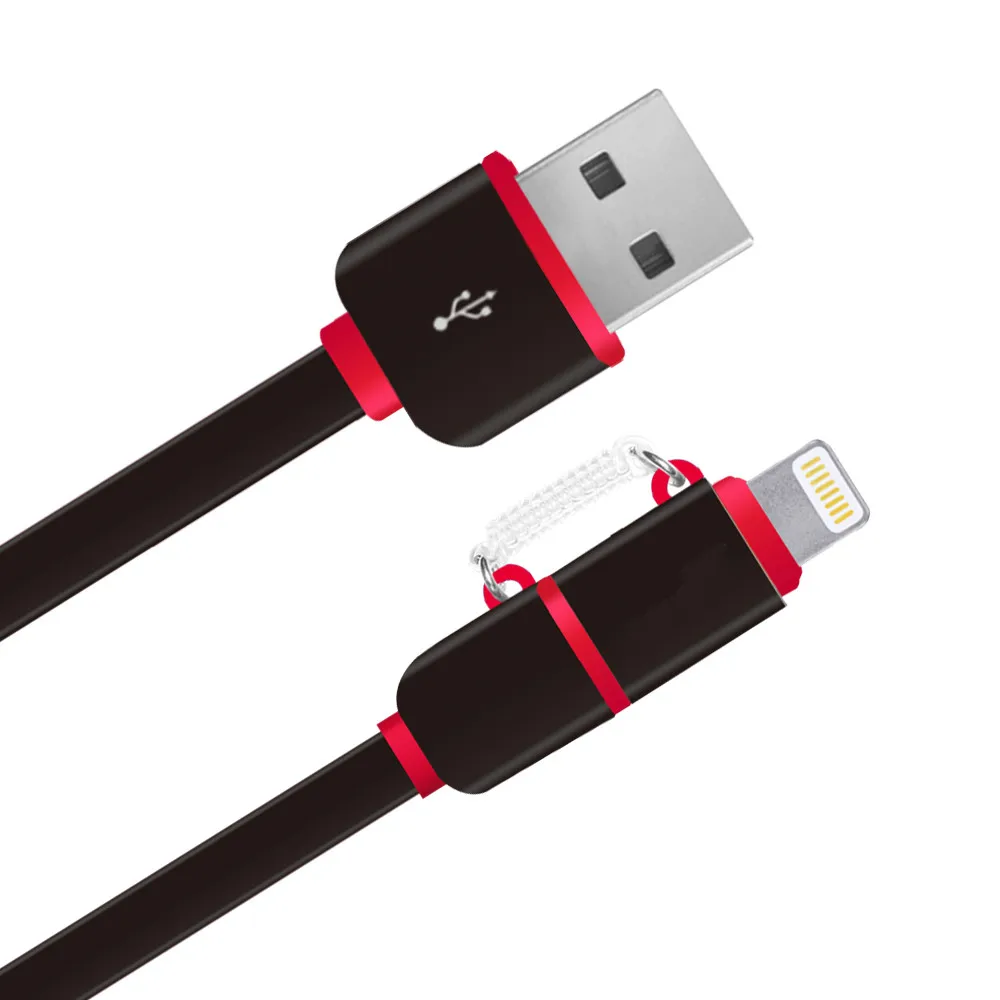 
High quality Micro usb 8pin USB 2 in 1 Sync Data Charger electric Cable for iPhone iPad iOS For Samsung HTC Android 