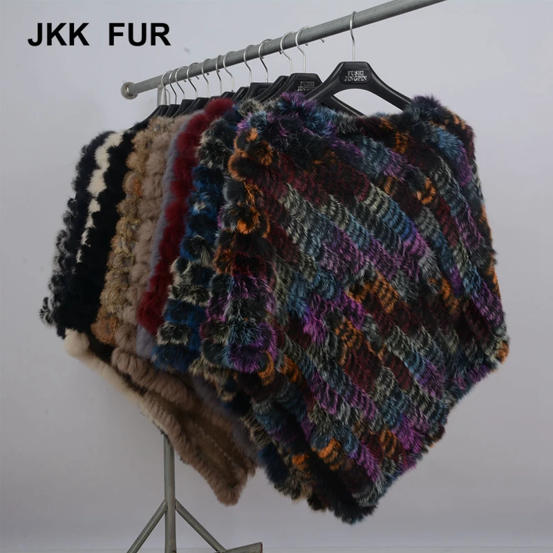 10 Colors Lady Fur Poncho Real Rabbit Fur Shawl Women New Fashion Cape