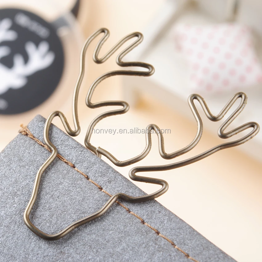 
8PCS/Lot Vintage Deer Elk Head Clip Metal Paper Clips Bookmark Pin Stationery Office Accessories Memo Clips 