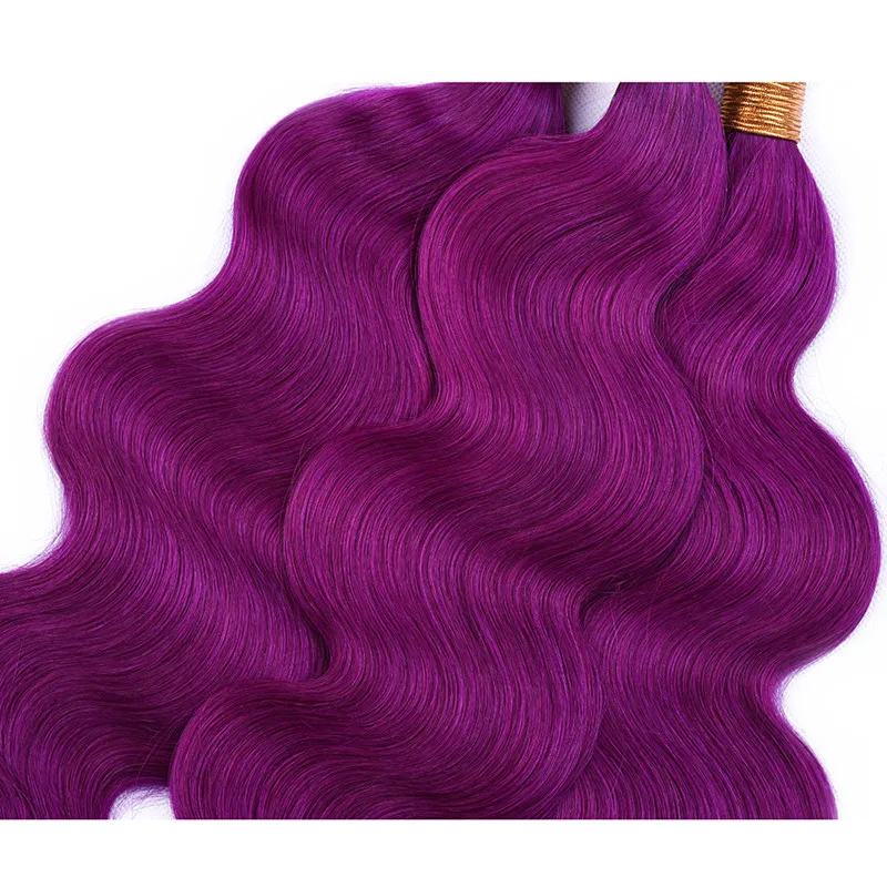 Brazilian wholesale 10a 12a grade body wave 100% human virgin Brazilian hair extension purple human hair bundles with frontal