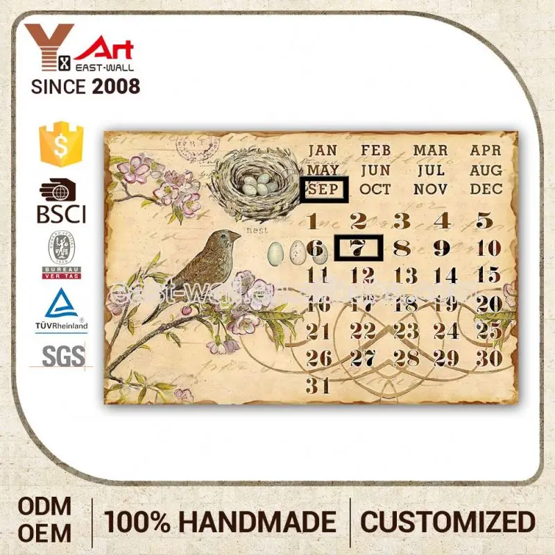 Новейшие дизайнерские украшения дома дизайн 2018 календарь, costom стены металлические печати календарь