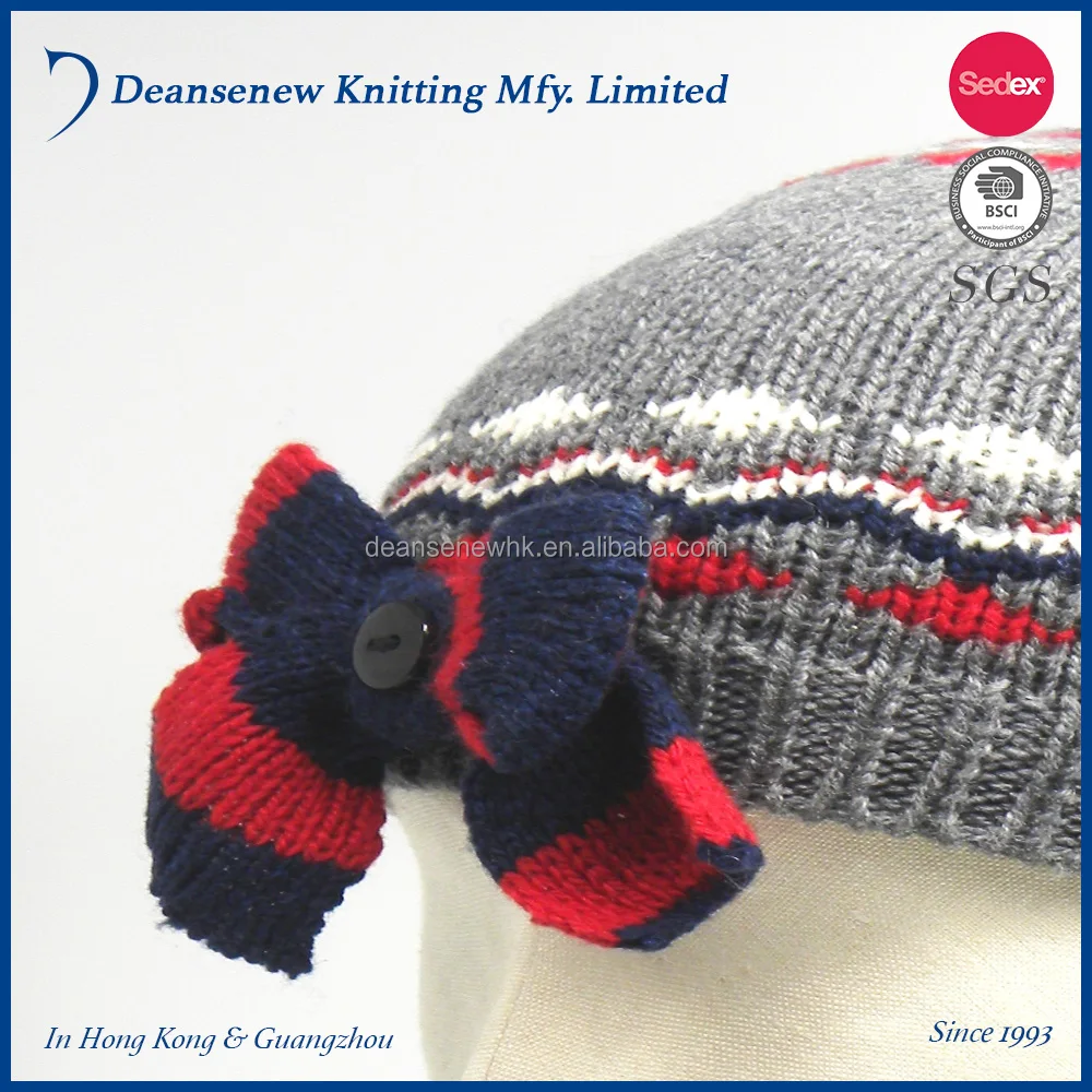 Fashion ins style 60% Cotton 30% Nylon 10% Merino Wool Girls Jacquard Knitted Beret