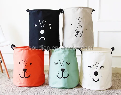 Nordic Teddy Bear expression within collapsible laundry basket Laundry basket toy storage basket Household sundries underwear