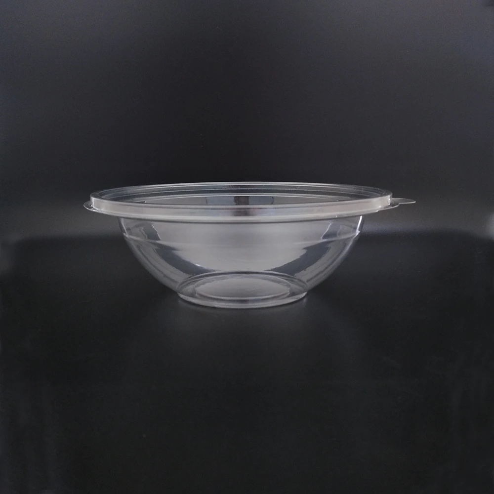 1000 ml 32 oz Disposable PET Plastic Clear Salad Bowl  Fruit  Container With Round Lid for custom
