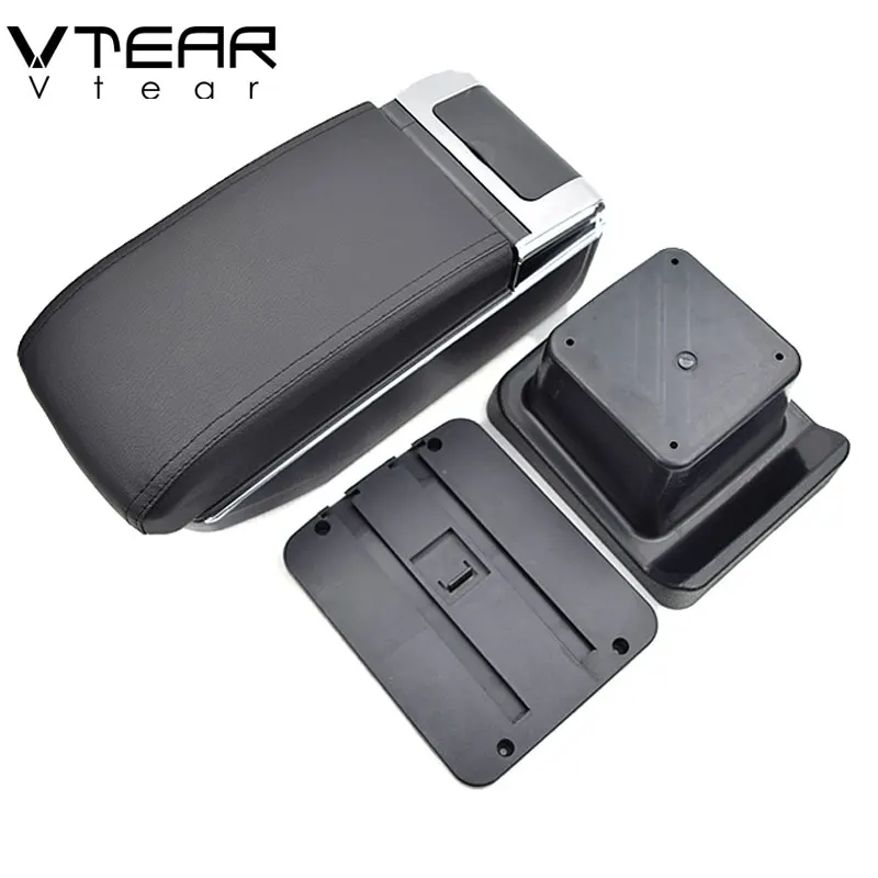 Vtear For VW Touran armrest box USB Charging heighten Double layer central Store content cup holder ashtray accessories 16-18