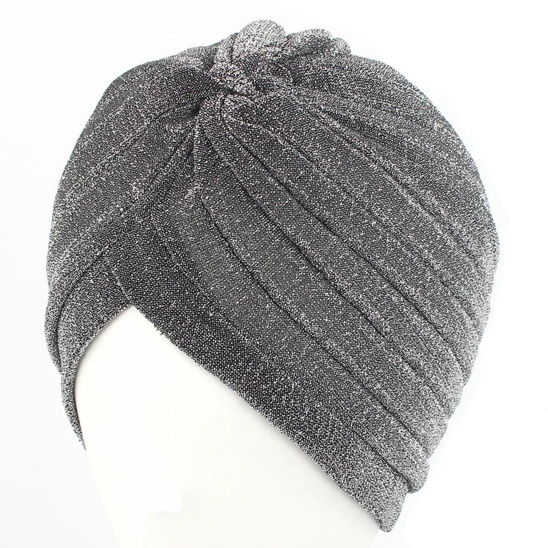
Hot Selling Simple Classic Design Shiny Shimmer Glitter Sparkly Turban Hats 2017 Women Head Wrap Band Hijab Cap 