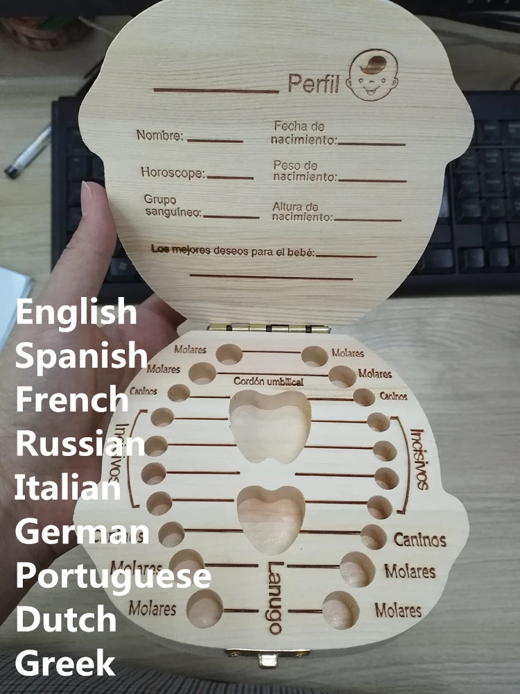 
Factory sale customizable boy girl milk teeth storage box Wood Baby Tooth Box 