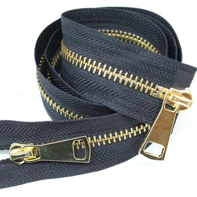 
leather jacket giant teeth double side golden 2 way metal zipper double sided 