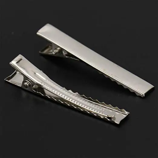 Silver Alligator Hair Clip Flat Top Teeth Single Prong Metal Clips Hairbow Accessory