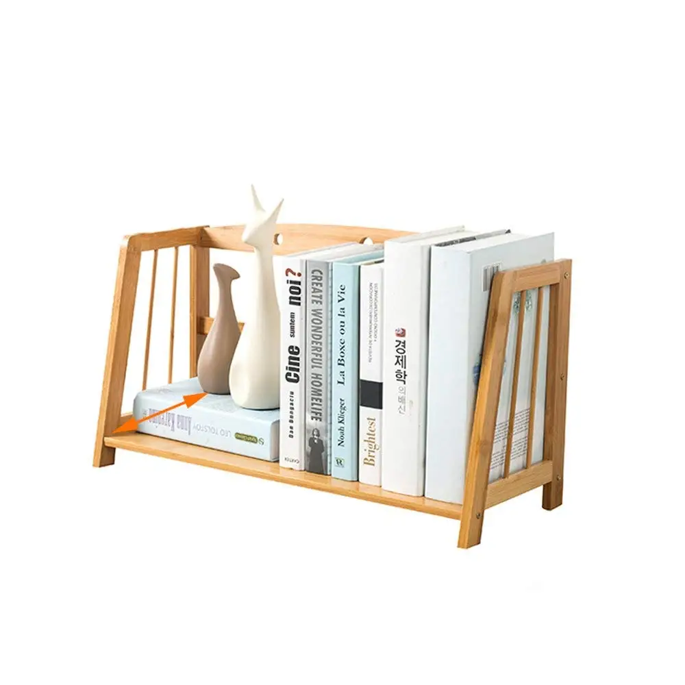 Bamboo Empty Desktop Bookshelf, Simple Storage Rack, Student Office Mini Bookcase-Storage Desk Organizer File Shelves