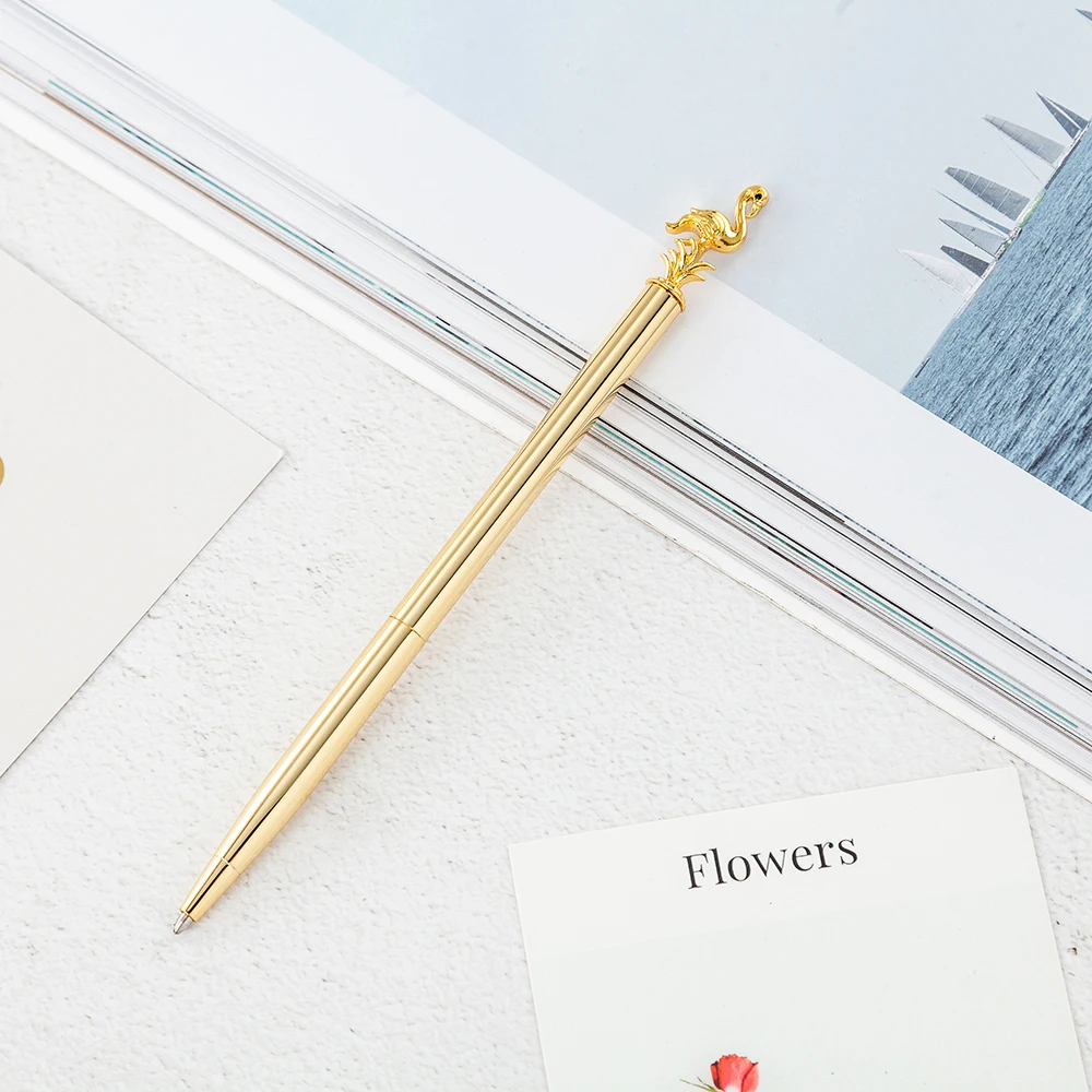 Promotion Gift with Custom Logo Hot Seller Ins Bird Fashion and Cute Flamingo Top Bird Metal Ballpoint Pen