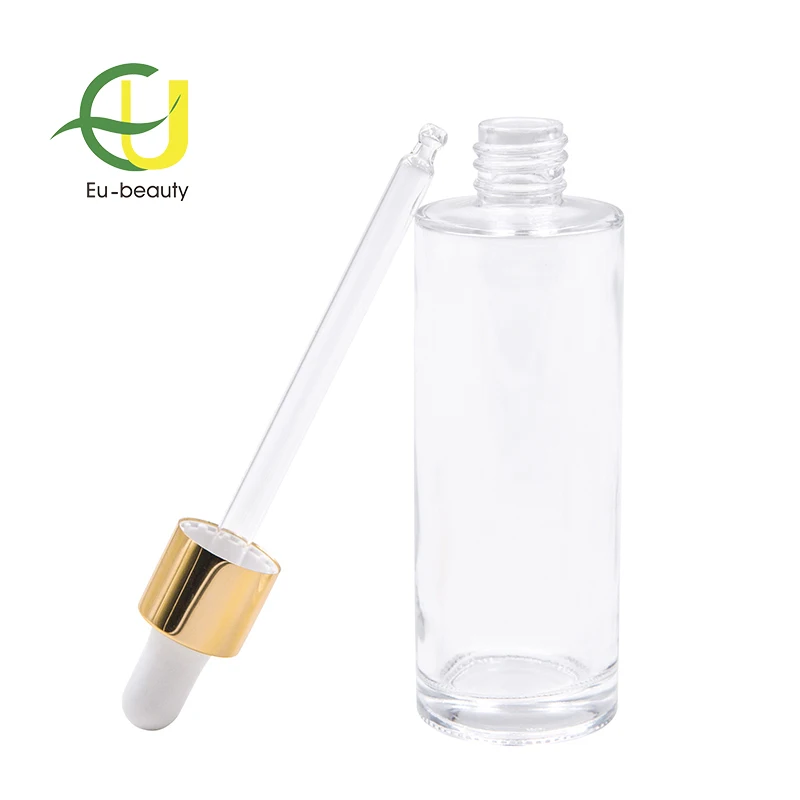 
30ml 60ml 100ml cylinder burgundy glass bottle, shiny gold glass dropper pipette 