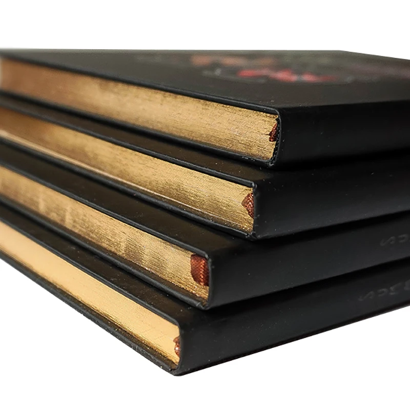 A3A4A5A6 Custom Material Custom Printing Debossed Logo Glod Edge Agenda Notebook with Envelop Pocket and Elastic Band