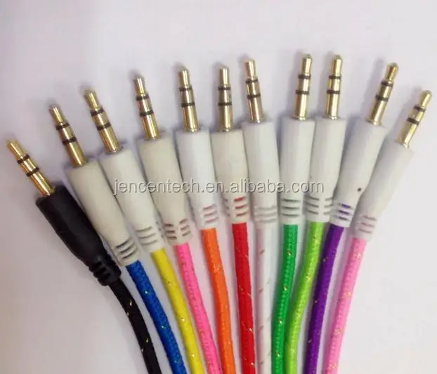 hot sale car audio 3.5mm aux cable braided nylon aux cable for car