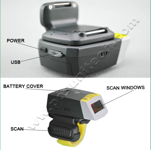 Мобильный 1D Bluetooth/ Маленький пальцевой сканер штрих-кода с USB входом, устройство считывающее штрих-коды, мини сканер