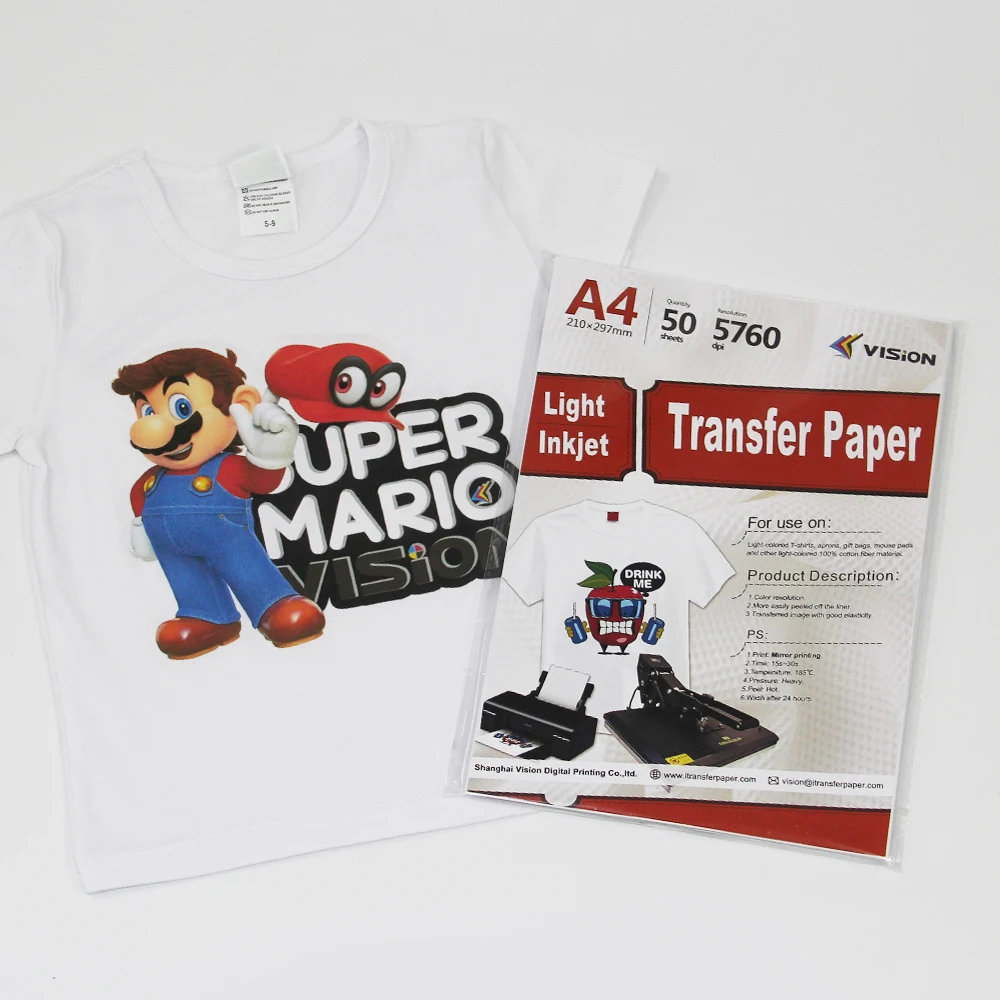 
A4 Size Inkjet Light Heat Transfer Paper for inkjet printer 