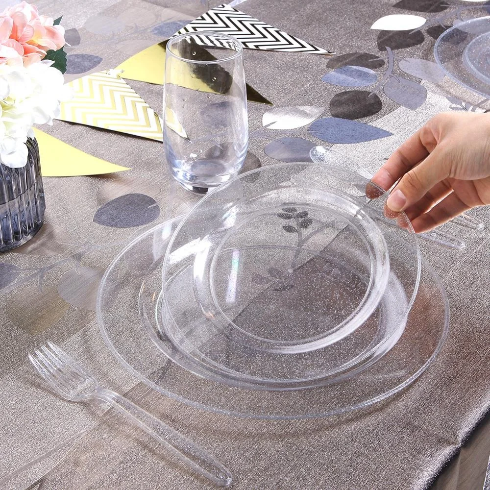 Disposable Silver Glitter Plastic  Plates