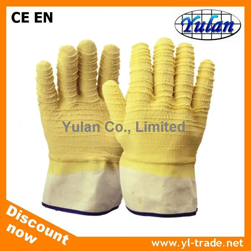 High quality Green cotton lined latex coated working gloves