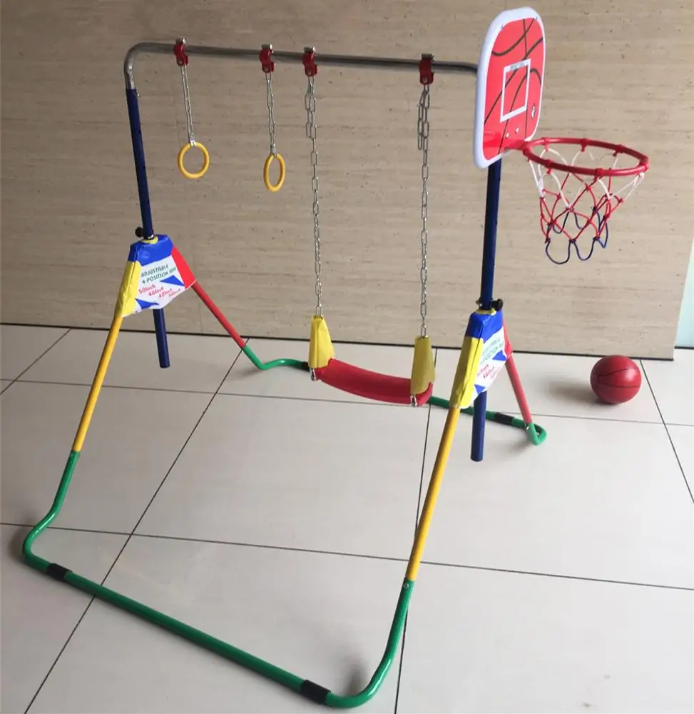 Gymnastics Equipment Indoor Kids Horizontal Bar With Rings, Swing, Basketball
