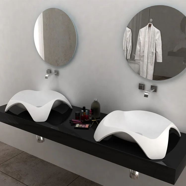 SM-8344 Unique shape bathroom wash hand basin, special solid surface washbasin