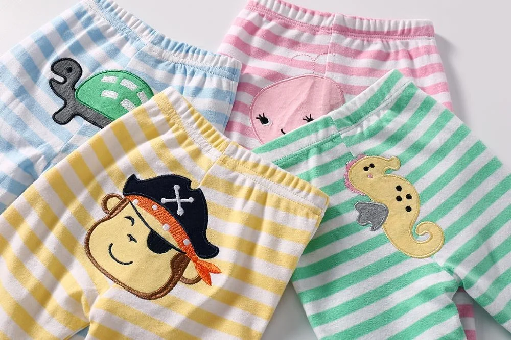 
Factory custom Wholesale Autumn Winter Applique Patch Super Soft Organic Cotton Long Pants for Baby 