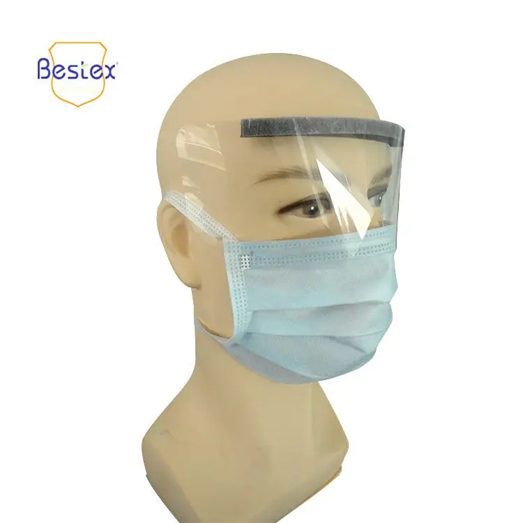 
Disposable anti fog nonwoven face mask with shield 