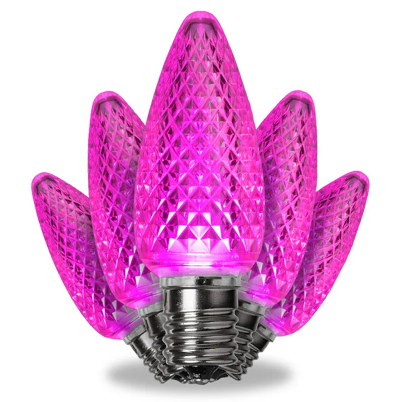 Multi-Color C9 LED Replacement Faceted Bulbs 2 SMD LED Diodes in Each Bulb Fits E17 Socket