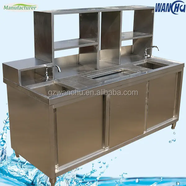 Restaurant Kitchen Bubble Tea Bar Cabinet cocktail wine bar counter in Singapore/Stainless Steel Kitchen Worktop Factory