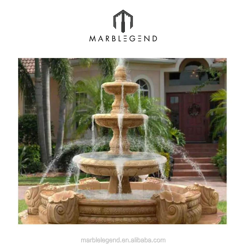 Natural stone carved decorative garden waterfall