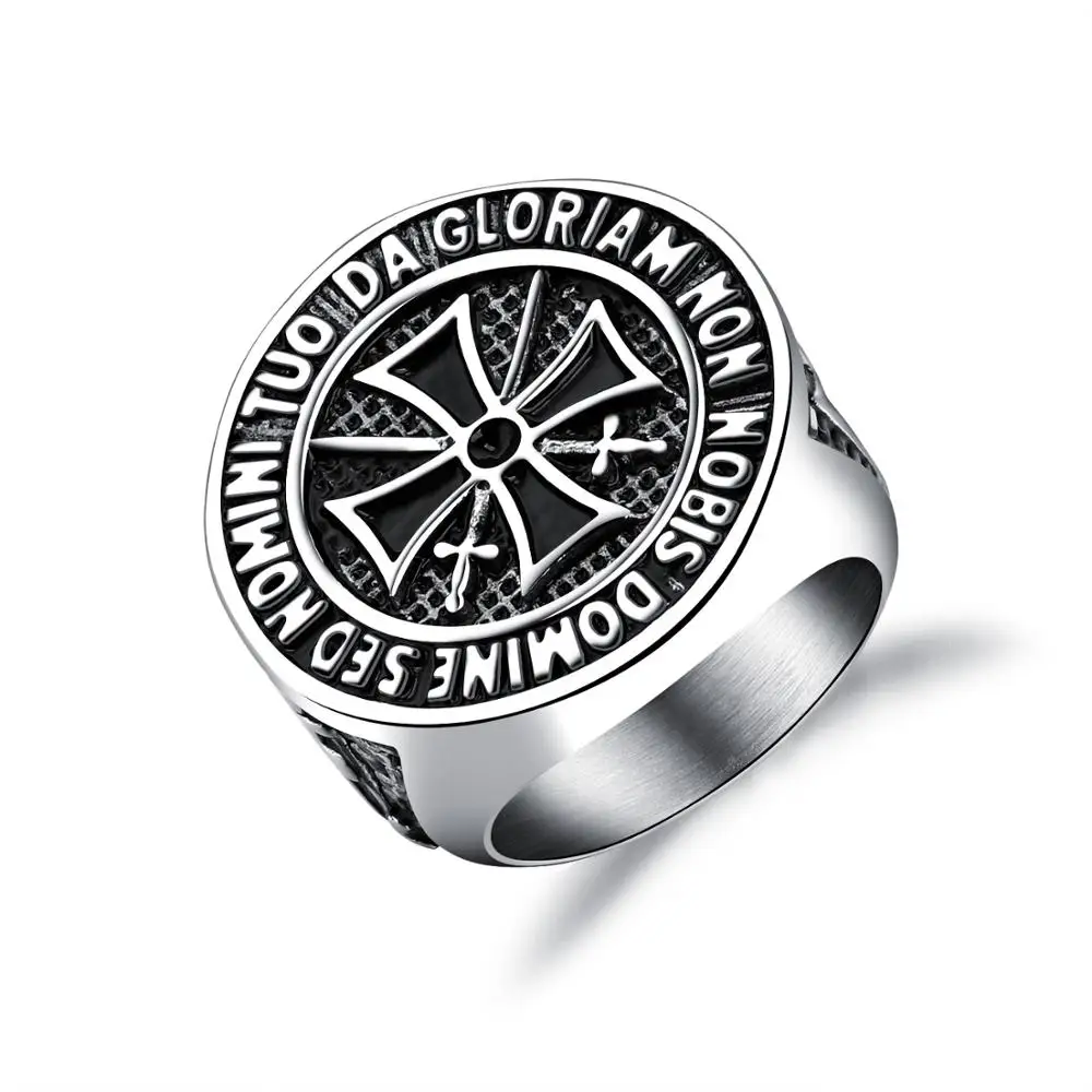 
The united states styles fashion custom stainless steel black cross rings for men 