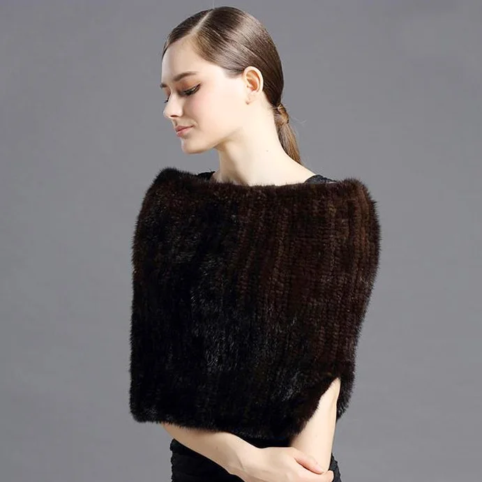 CX-B-M-68C 2023 Winter Excellent Knitted Mink Fur Scarf