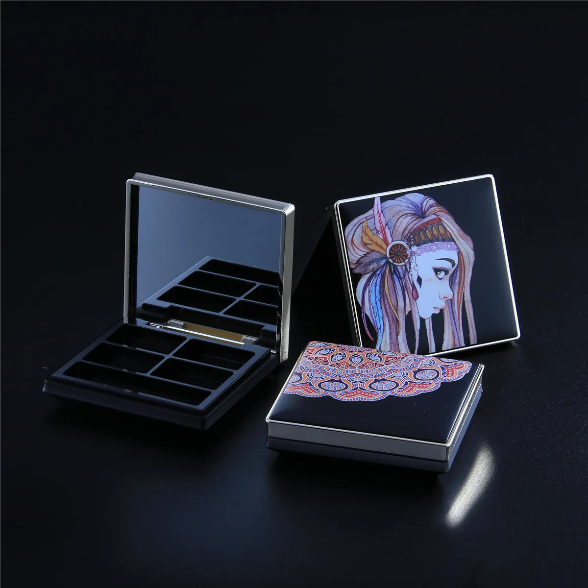 Wholesale window opening eye shadow box cosmetic case