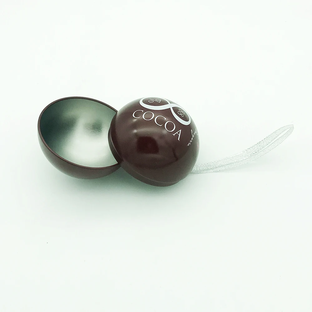 custom printed openable Xmas tin ball