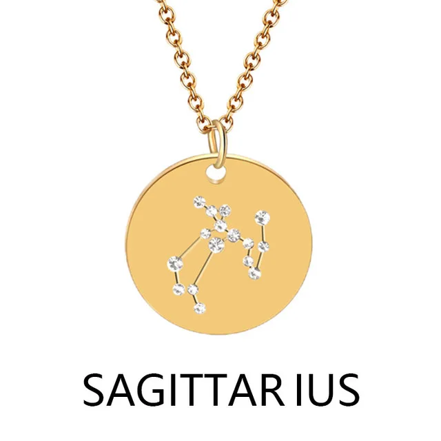 Hot Sale 2021 Fashion Jewelry 12 Zodiac Signs Necklace In Stock Sale High Quality Stainless Steel Pendant Necklace