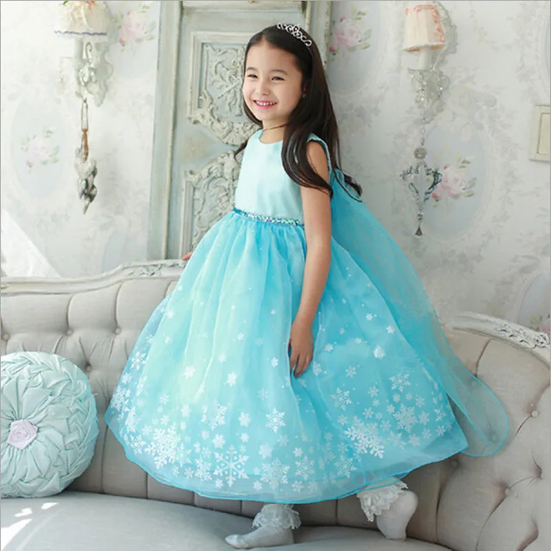 2016 New Kids Anna Elsa Costume font b Dress b font For Girls Princess font b