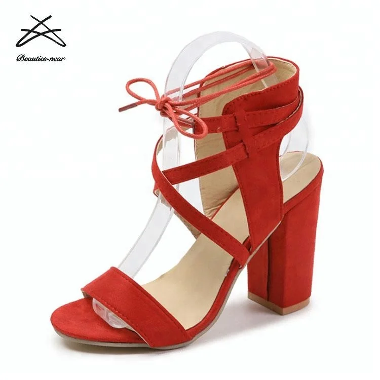 2018 wholesale cheap block heels fashion suede women shoes pure women high heel shoes