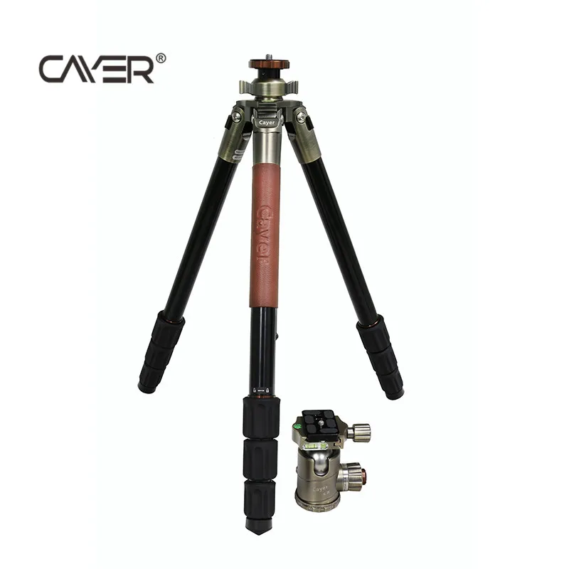 Cayer AT2470X3 Good Quality Foldable Tripod Professional Aluminum Antique Brass Digital Camera Aluminum Alloy 4 Sections 18.5MM
