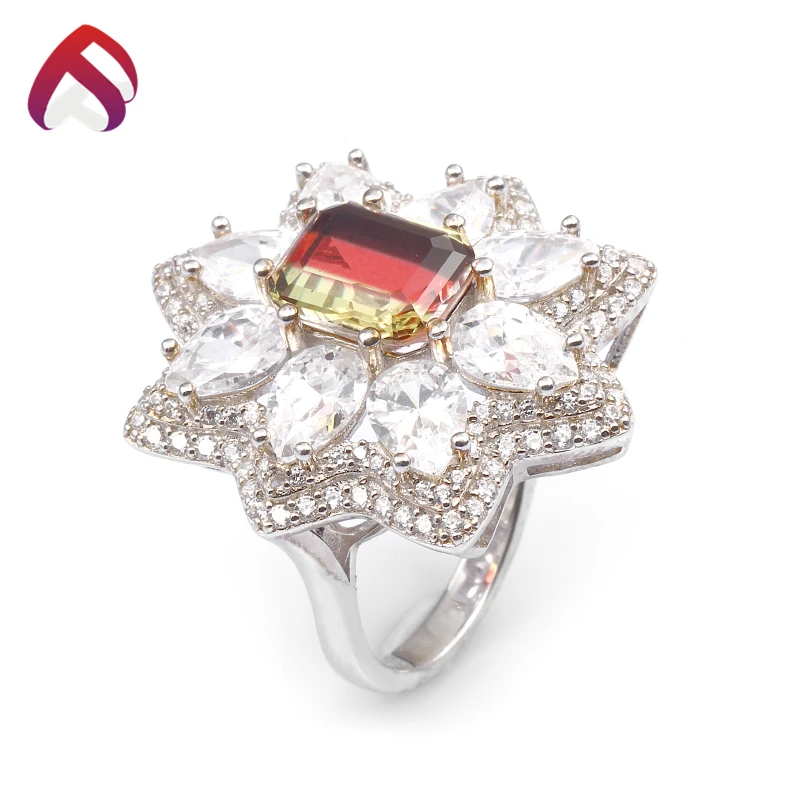 white cz created ruby ring  big red stone silver ring designs for women